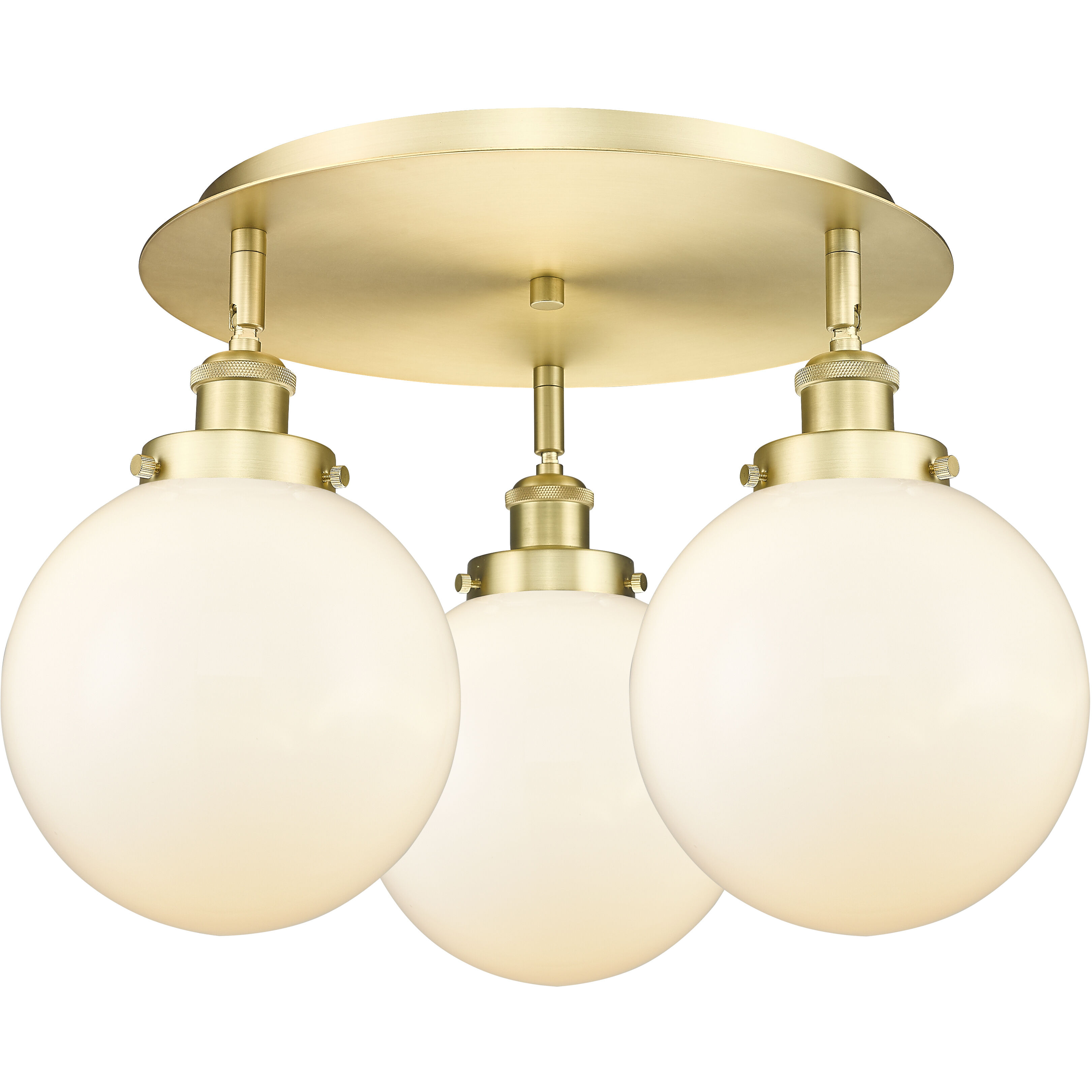 Canton 3 Light 19.75 inch Satin Gold Flush Mount Ceiling Light in Matte White