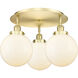 Canton 3 Light 19.75 inch Satin Gold Flush Mount Ceiling Light in Matte White