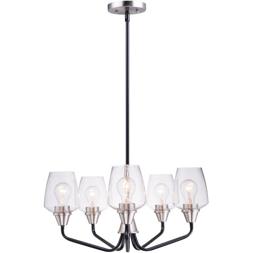 Goblet 5 Light 23 inch Black/Satin Nickel Chandelier Ceiling Light in Black and Satin Nickel