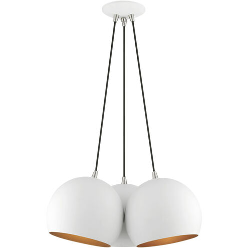 Piedmont 3 Light 22 inch White with Brushed Nickel Accents Globe Pendant Ceiling Light