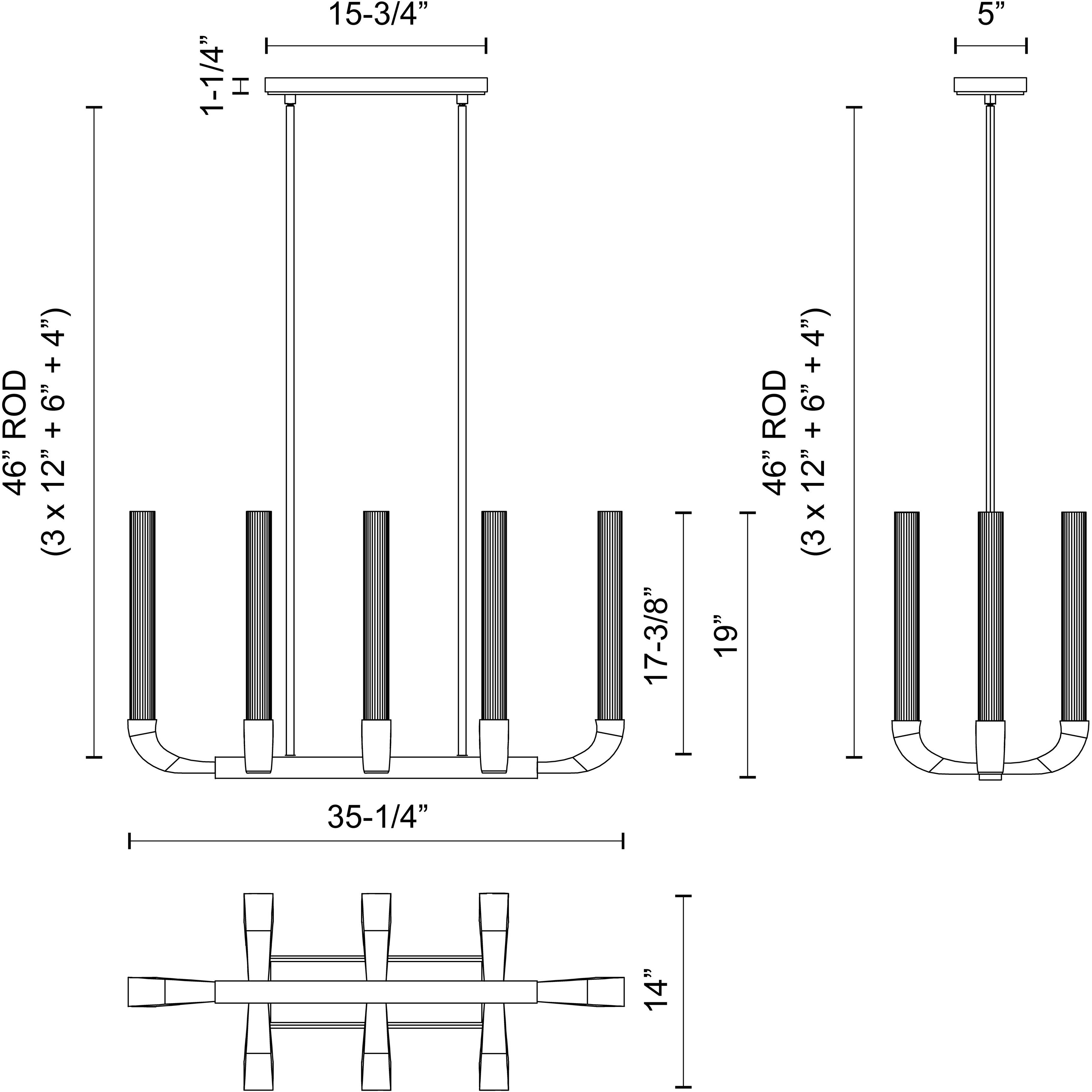 Flute 8 Light 14 inch Urban Bronze Pendant Ceiling Light