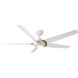 Lucid 62 inch Soft Brass Matte White with Matte White Blades Downrod Ceiling Fan in 3500K, Soft Brass and Matte White