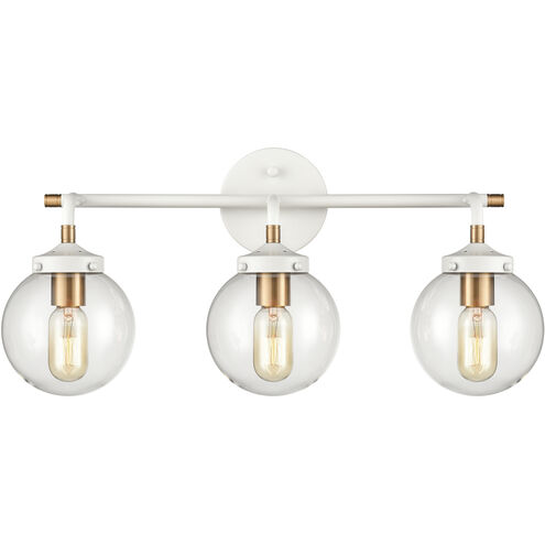 Boudreaux 3 Light 24 inch Matte White with Satin Brass Vanity Light Wall Light