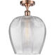 Ballston Norfolk LED 12 inch Antique Copper Semi-Flush Mount Ceiling Light in Clear Glass