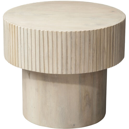 Notch Side Table in White Bleach, Round
