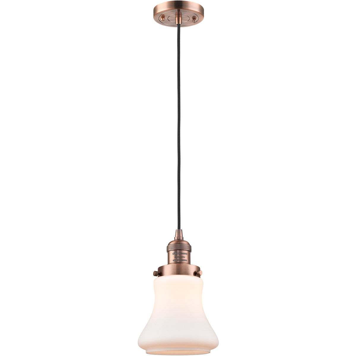 Franklin Restoration Bellmont 1 Light 6 inch Antique Copper Mini Pendant Ceiling Light in Matte White Glass, Franklin Restoration