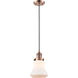 Franklin Restoration Bellmont 1 Light 6 inch Antique Copper Mini Pendant Ceiling Light in Matte White Glass, Franklin Restoration