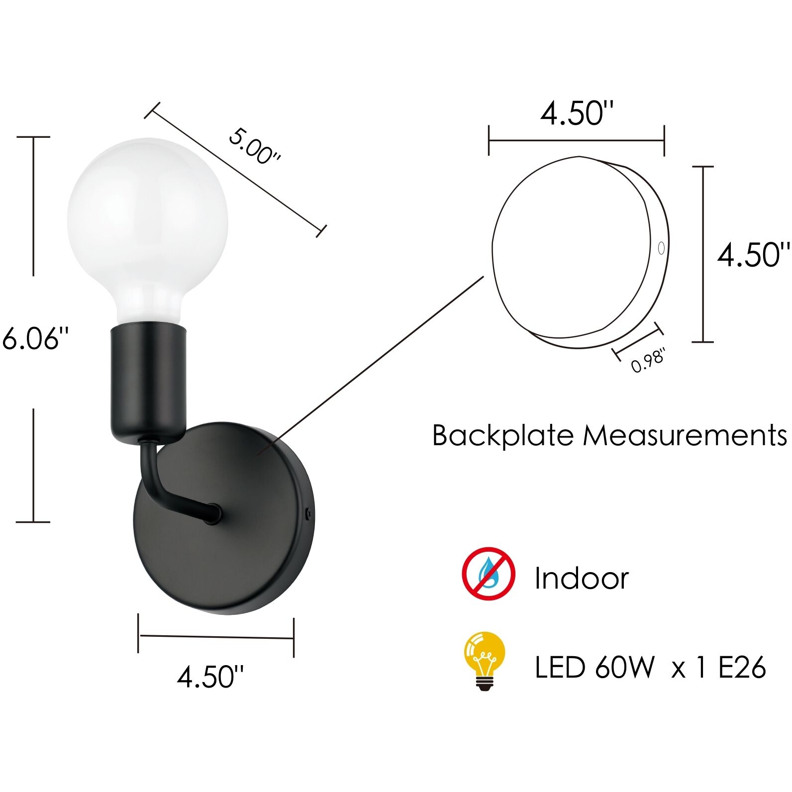 Avondale 1 Light 5 inch Matte Black Open Bulb Wall Sconce Wall Light