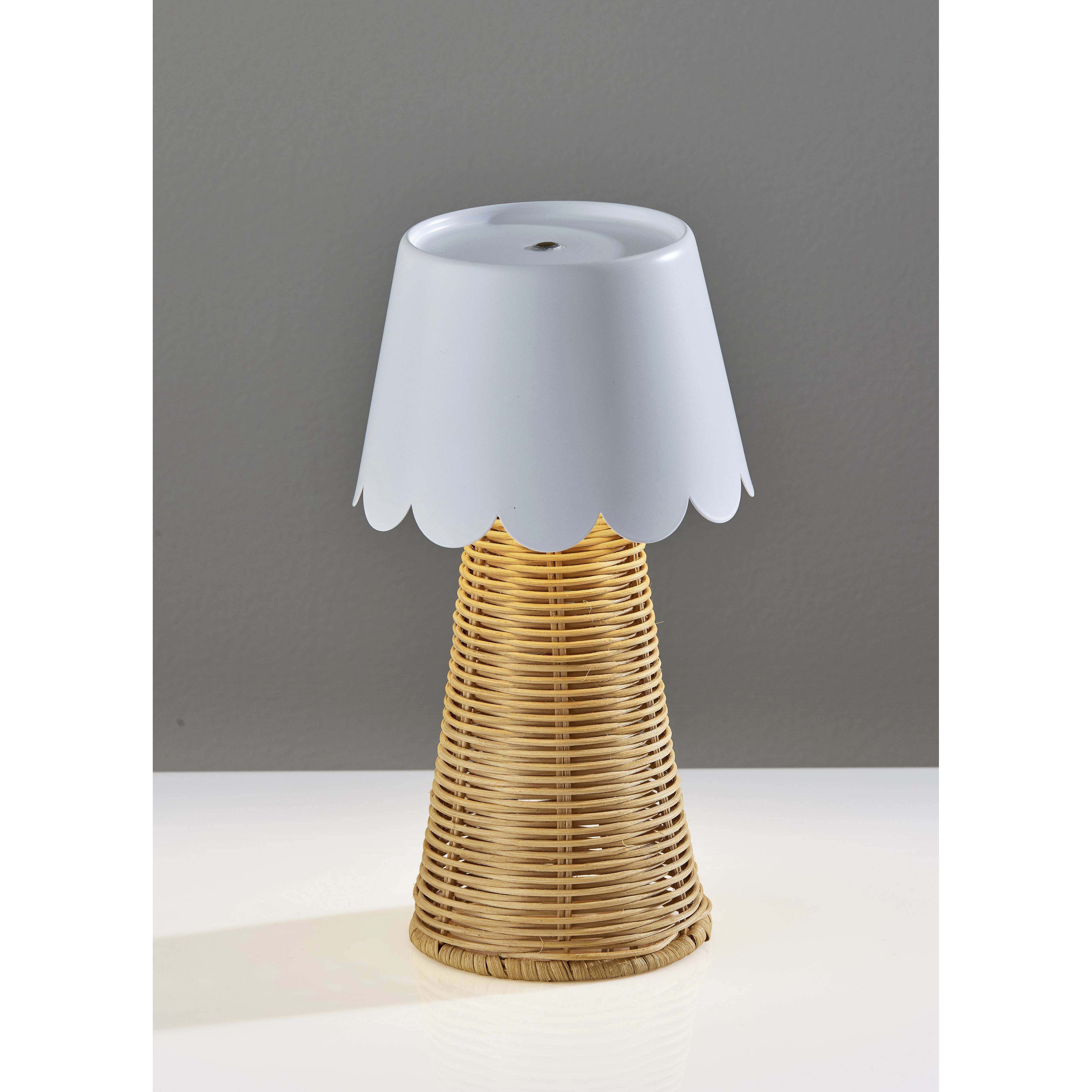 Tory 9.75 inch 2.00 watt White and Rattan Cordless Table Lamp Portable Light