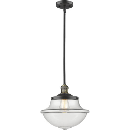 Franklin Restoration Oxford 1 Light 12 inch Black Antique Brass Mini Pendant Ceiling Light in Incandescent, Clear, Franklin Restoration