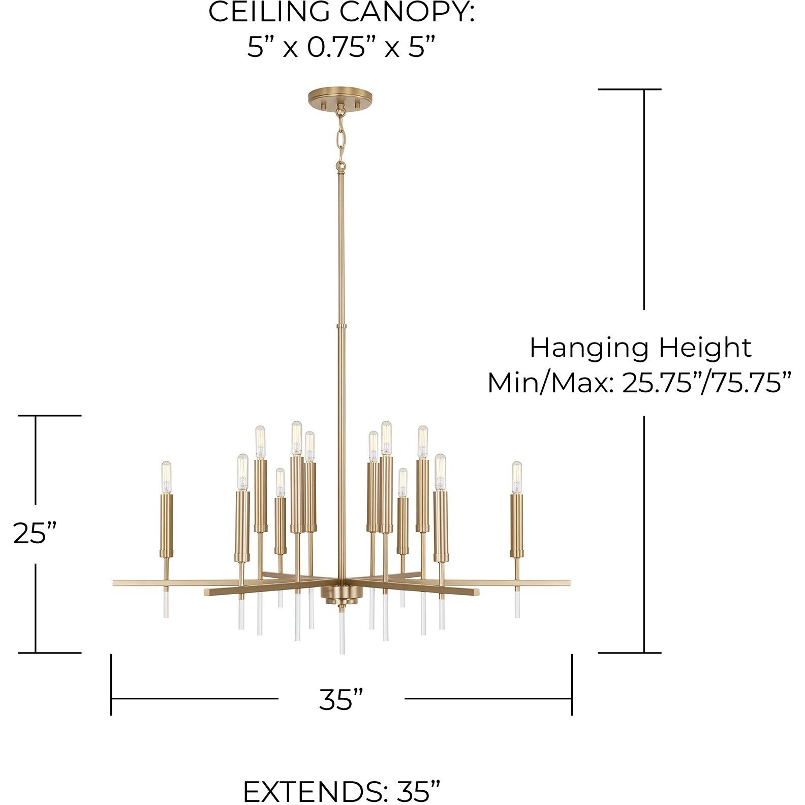 Elora 12 Light 35 inch Matte Brass Chandelier Ceiling Light