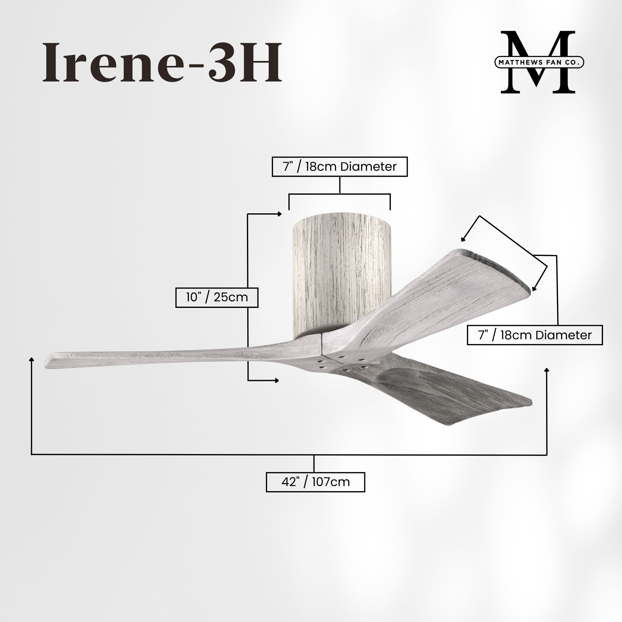 Atlas Irene-3H 42 inch Barn Wood Tone Flush Mount Paddle Fan, Flush Mounted