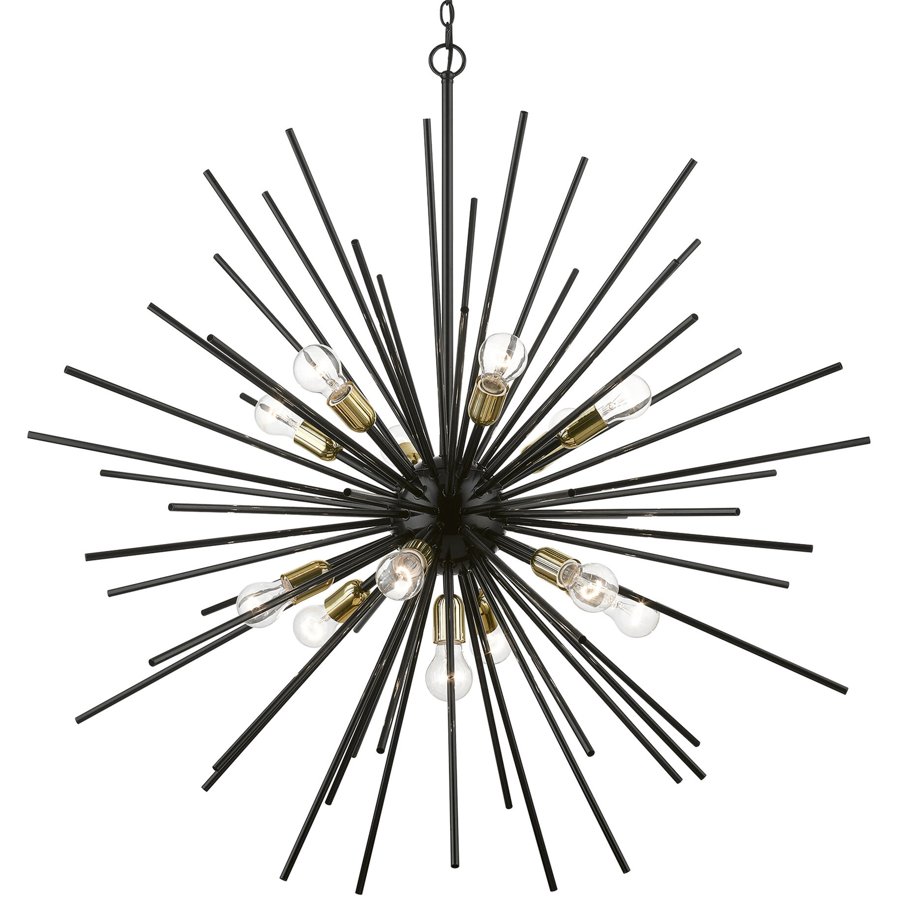 Tribeca 13 Light 42 inch Shiny Black with Polished Brass Accents Foyer Chandelier Ceiling Light, Extra Large