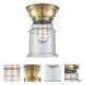 Aditi Canton LED 6 inch Antique Brass Flush Mount Ceiling Light in Seedy Glass, Aditi