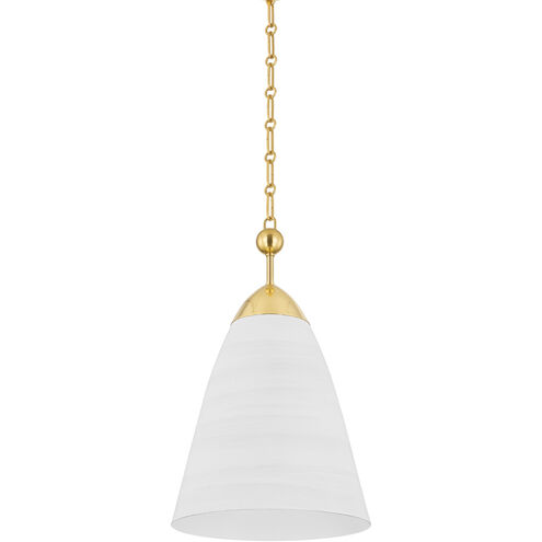 Bronson 1 Light 13.25 inch Aged Brass/White Plaster Pendant Ceiling Light