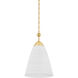 Bronson 1 Light 13.25 inch Aged Brass/White Plaster Pendant Ceiling Light