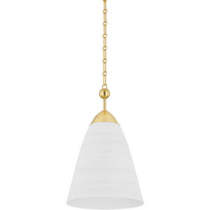 Bronson 1 Light 13.25 inch Aged Brass/White Plaster Pendant Ceiling Light