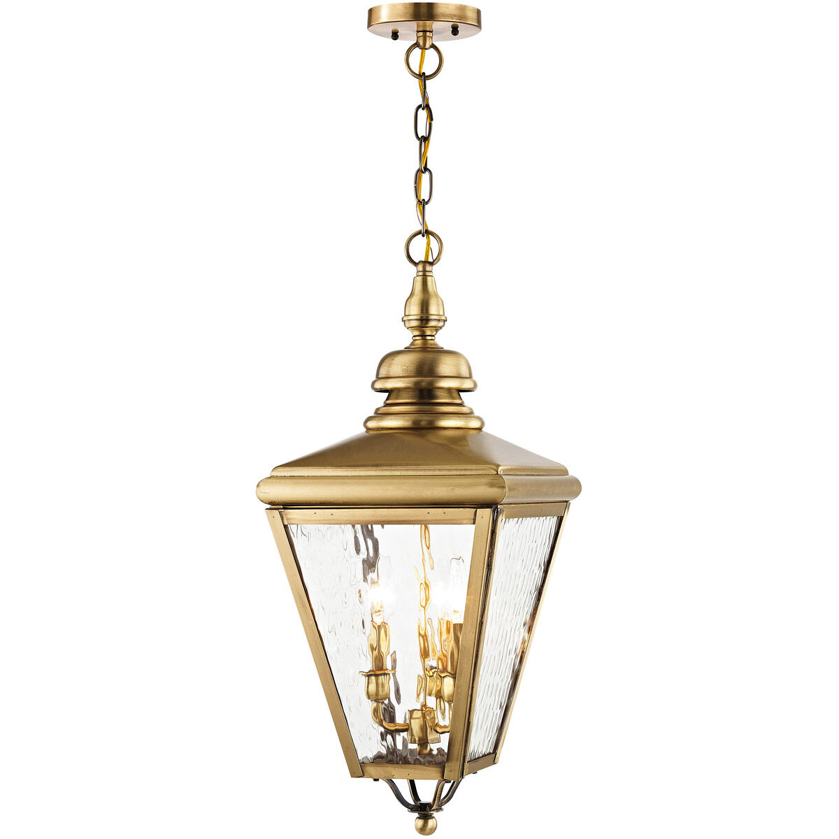 Cambridge 3 Light 11 inch Antique Brass Outdoor Pendant Lantern