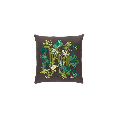 Chinese River 22 X 22 inch Black and Lime Throw Pillow