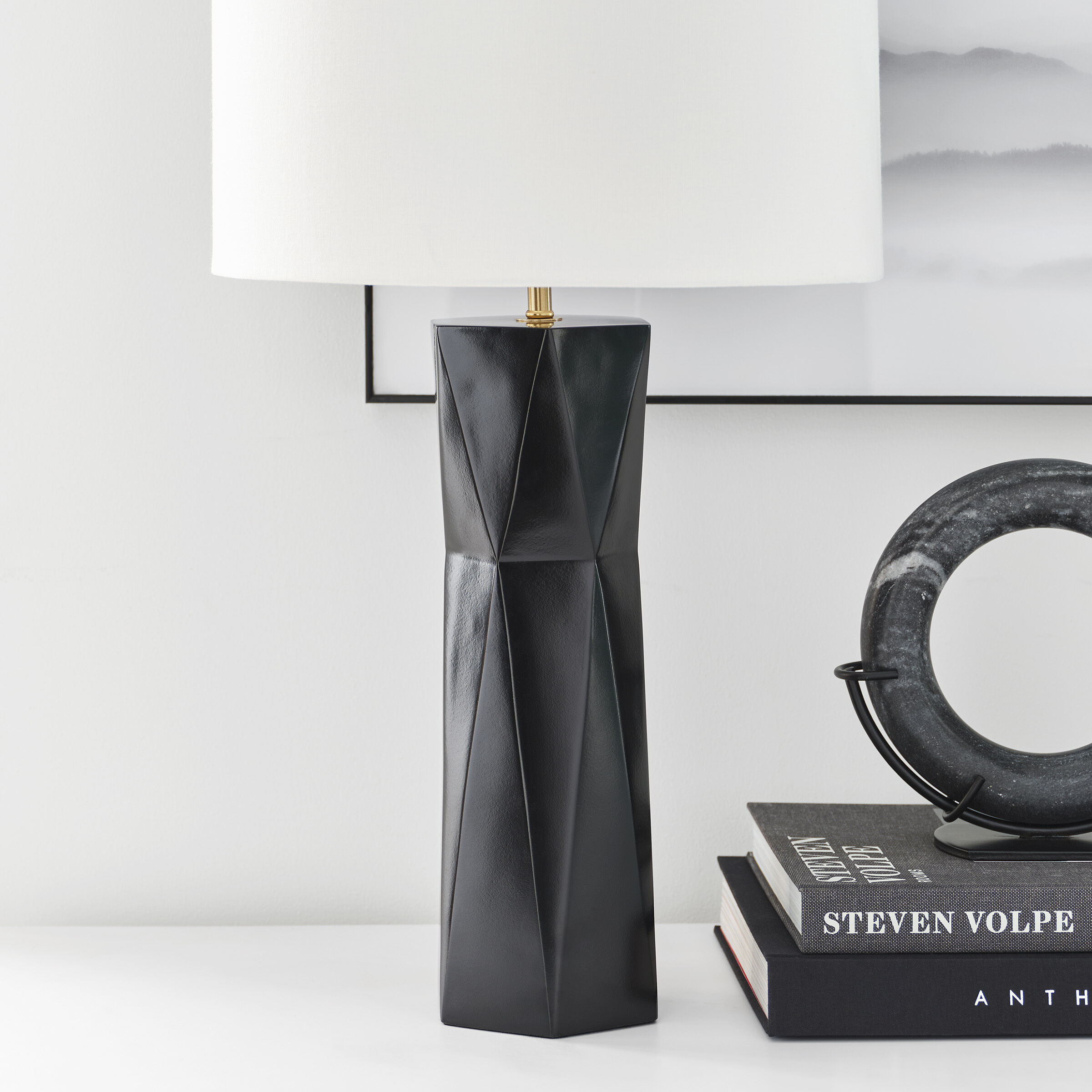 Drew & Jonathan Fernwood 26.5 inch 9.00 watt Gloss Black Table Lamp Portable Light