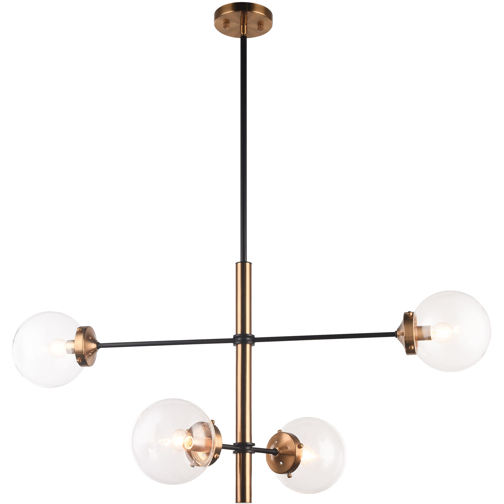 Enchant 4 Light 36 inch Aged Gold Brass Pendant Ceiling Light in Aged Gold Brass and Clear