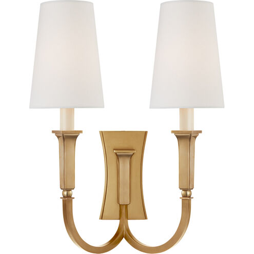 Thomas O'Brien Delphia 2 Light 12.5 inch Hand-Rubbed Antique Brass Double Arm Sconce Wall Light, Large