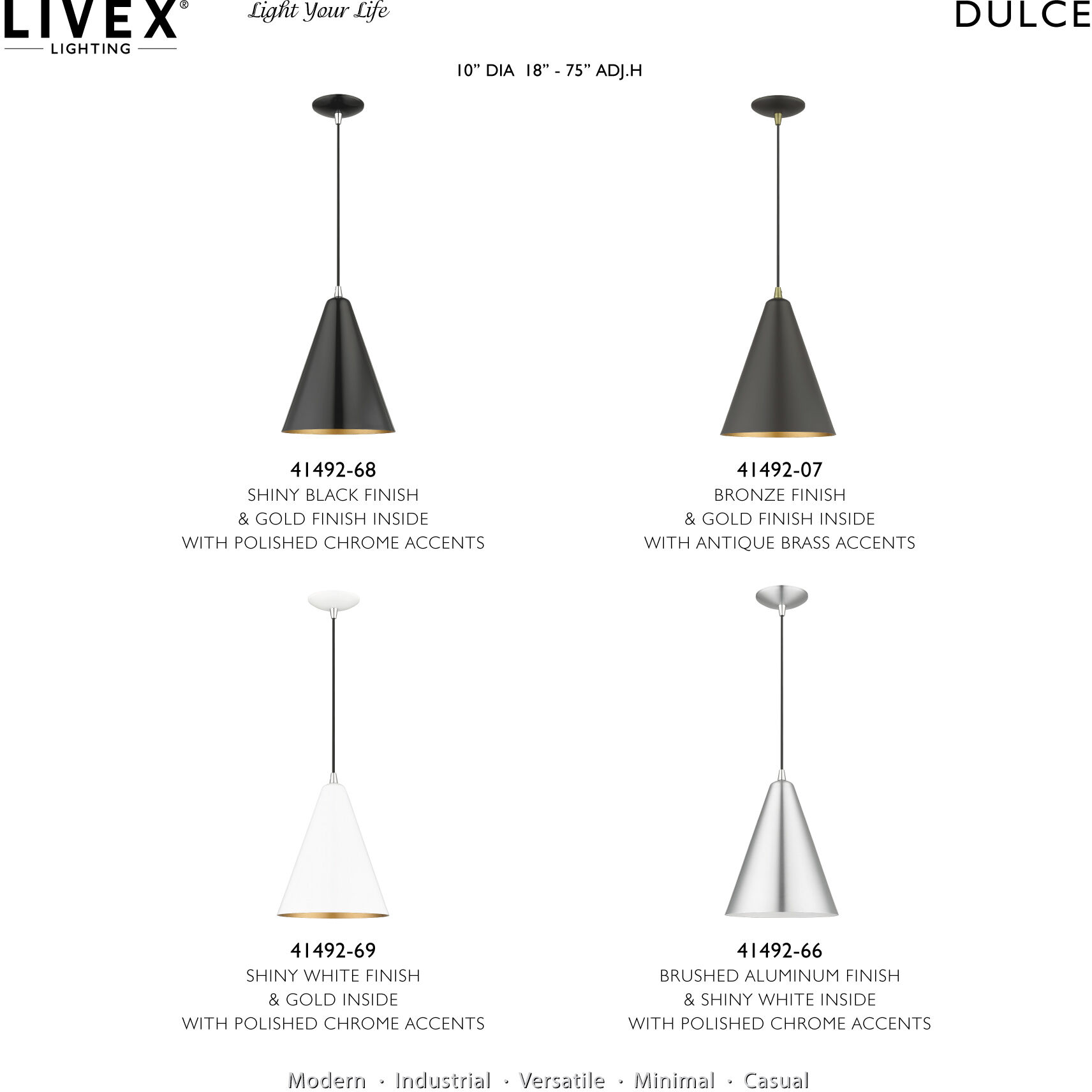 Dulce 1 Light 10 inch Shiny White with Polished Chrome Accents Pendant Ceiling Light