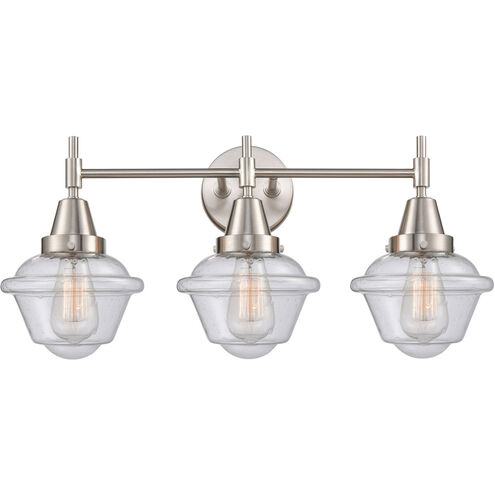 Caden 3 Light 26 inch Satin Nickel Bath Vanity Light Wall Light in Seedy Glass