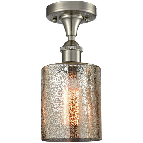 Ballston Cobbleskill LED 5 inch Brushed Satin Nickel Semi-Flush Mount Ceiling Light in Mercury Glass, Ballston