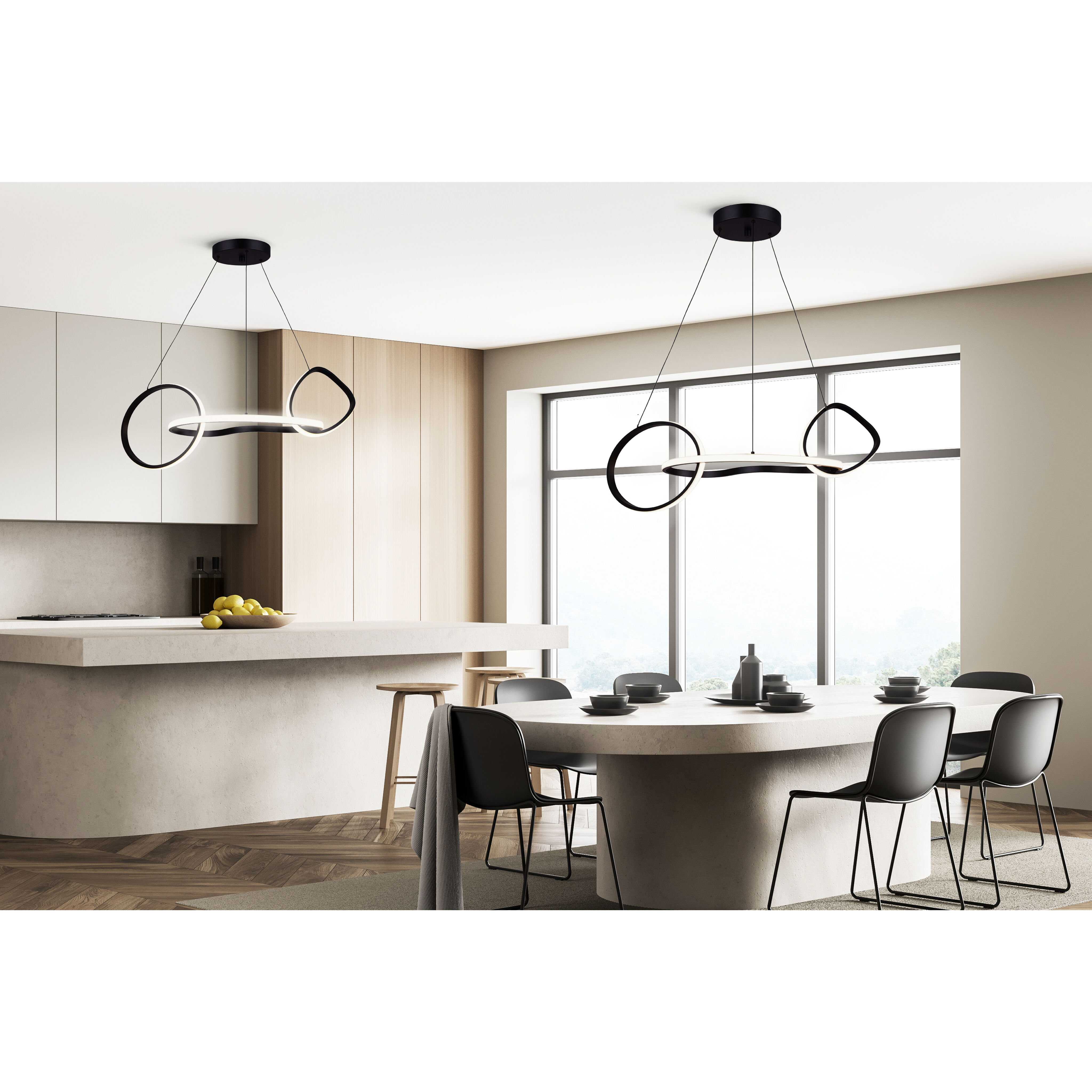 Zuri LED 33 inch Matte Black Chandelier Ceiling Light