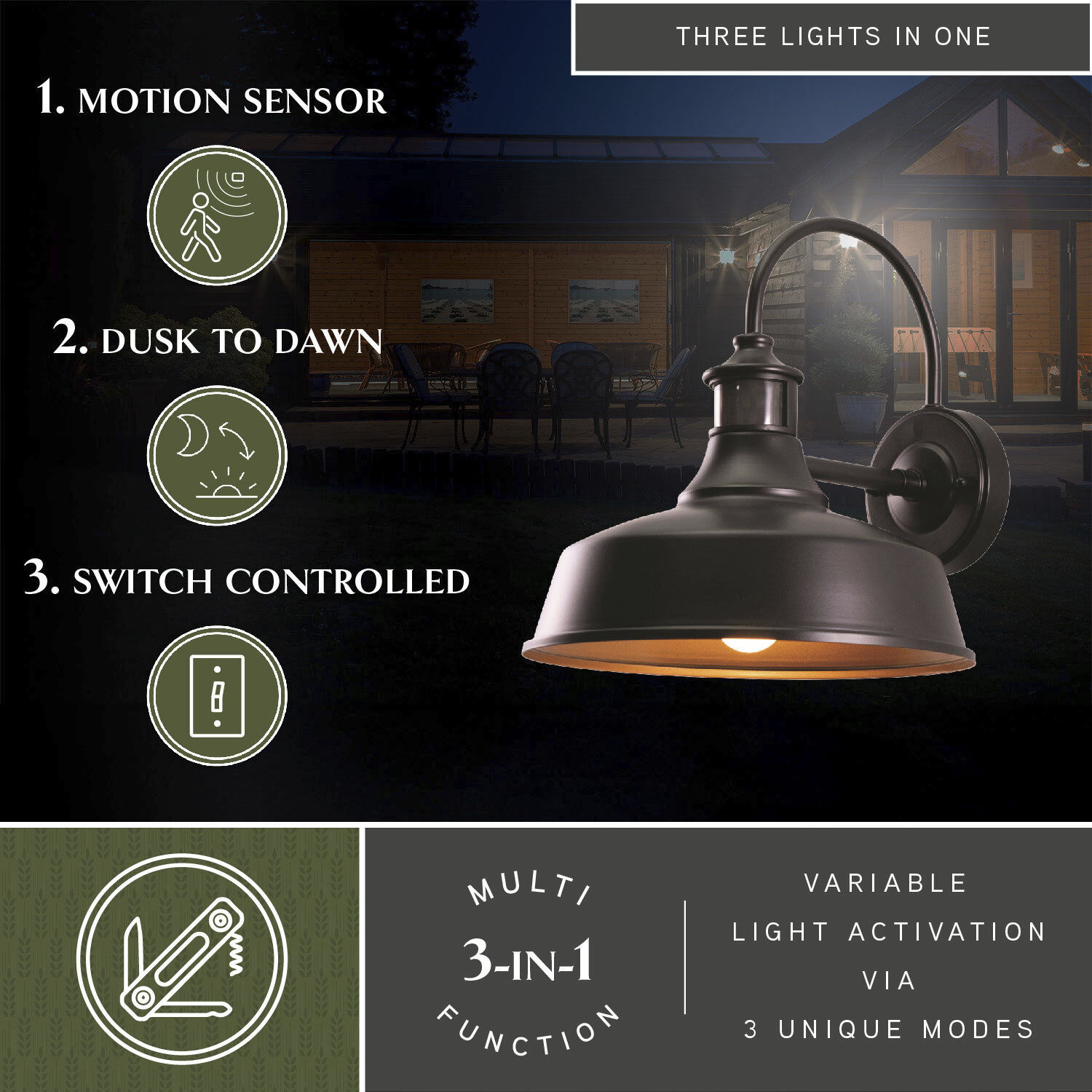 Dorado Dark Bronze and Light Gold Outdoor Motion Sensor