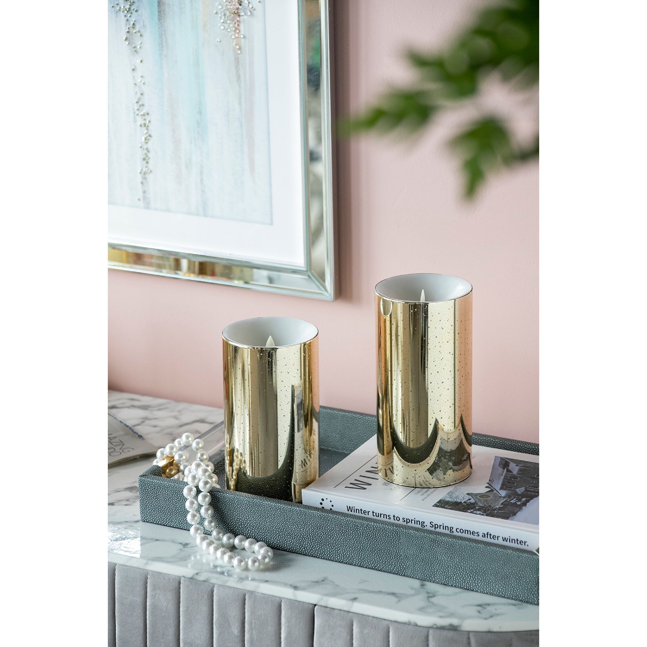 Speckled 8 X 4 inch LED Candle