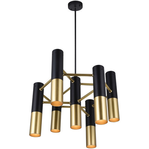 Anem 7 Light 17 inch Matte Black and Satin Gold Down Chandelier Ceiling Light