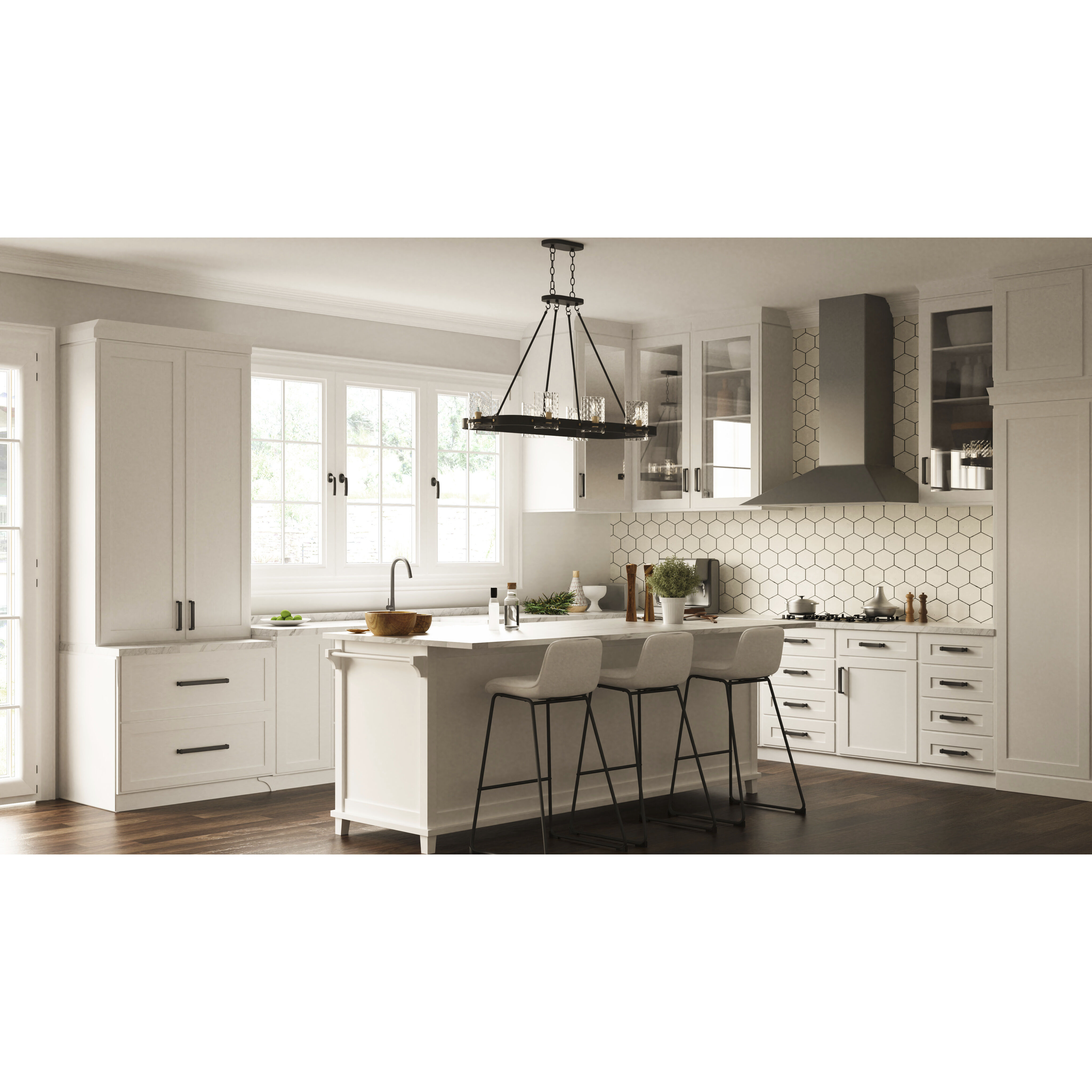 Gloucester 8 Light 42 inch Matte Black Linear Chandelier Ceiling Light, Medium