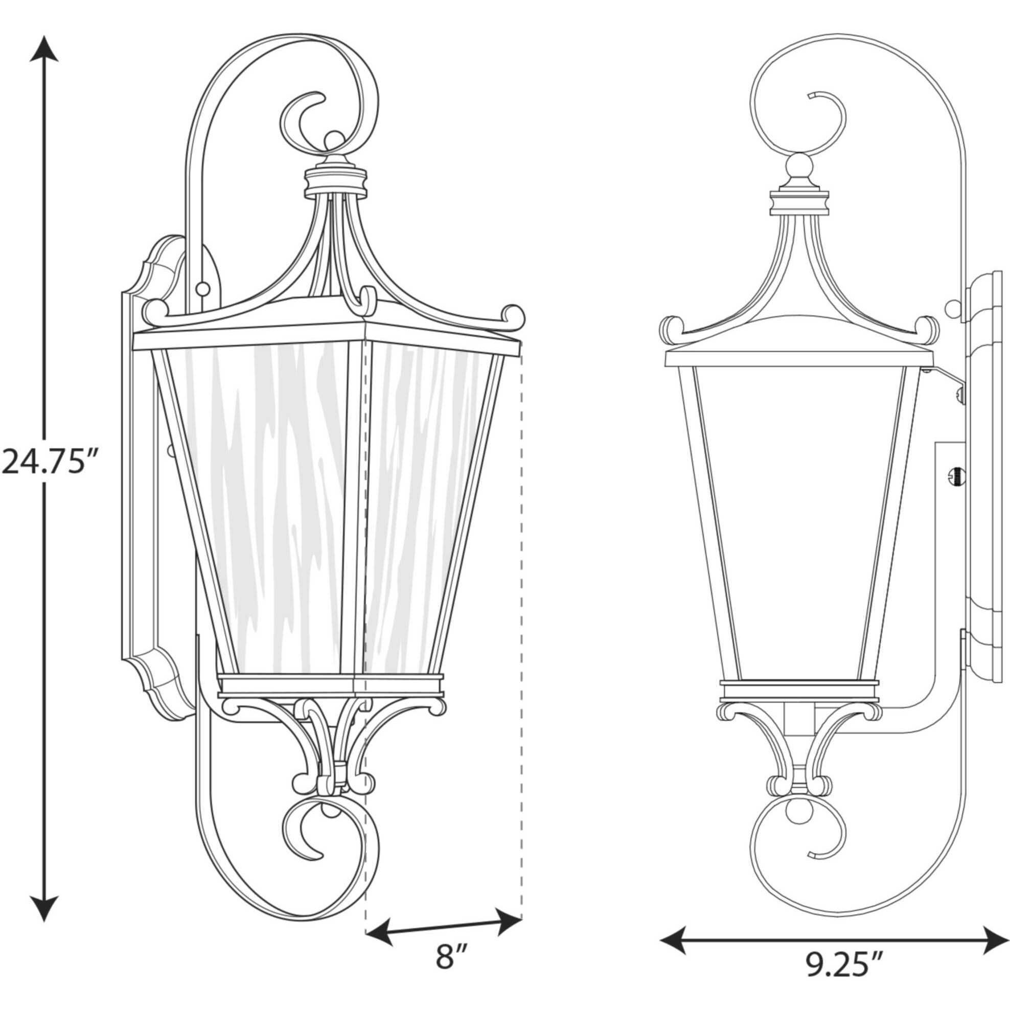 Cadence 1 Light 25 inch Textured Black Outdoor Wall Lantern, Medium, Design Series