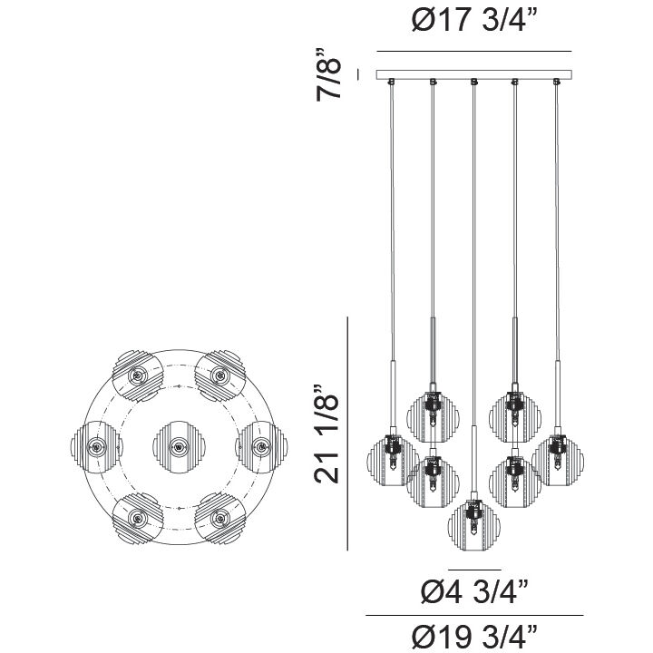 Jemyca 7 Light 19.75 inch Aged Gold Brass Pendant Ceiling Light in Aged Gold Brass and Clear