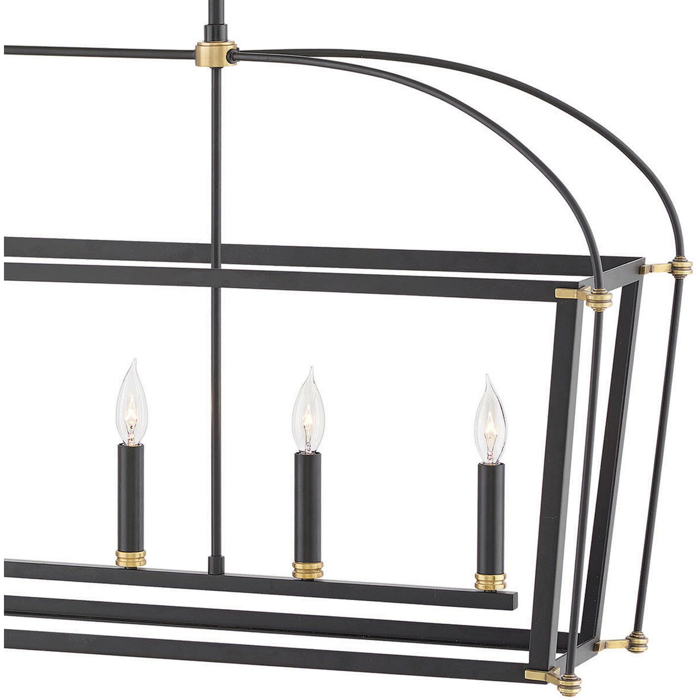 Selby 6 Light 48 inch Black with Heritage Brass Indoor Linear Chandelier Ceiling Light