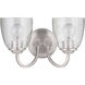 Neighborhood Serene 2 Light 14 inch Brushed Polished Nickel Vanity Light Wall Light in Clear Seeded, Neighborhood Collection
