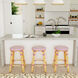 Tobias Rattan Round 24" Counter Stool in White and Pink Dot