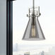 Newton Cone 1 Light 8 inch Polished Nickel Mini Pendant Ceiling Light in Light Smoke Glass
