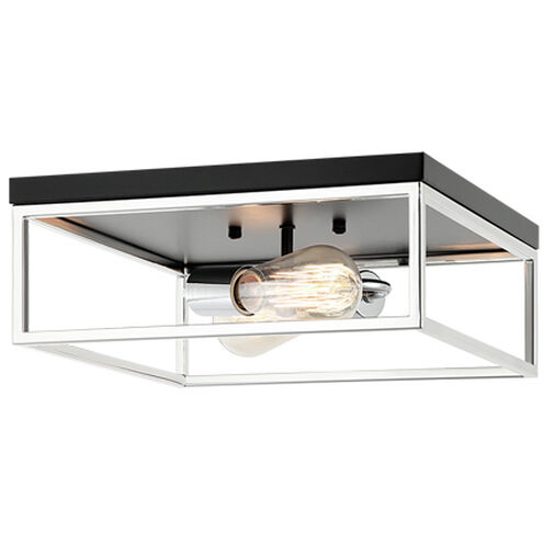 Clarke 2 Light 13 inch Black and Chrome Flush Mount Ceiling Light