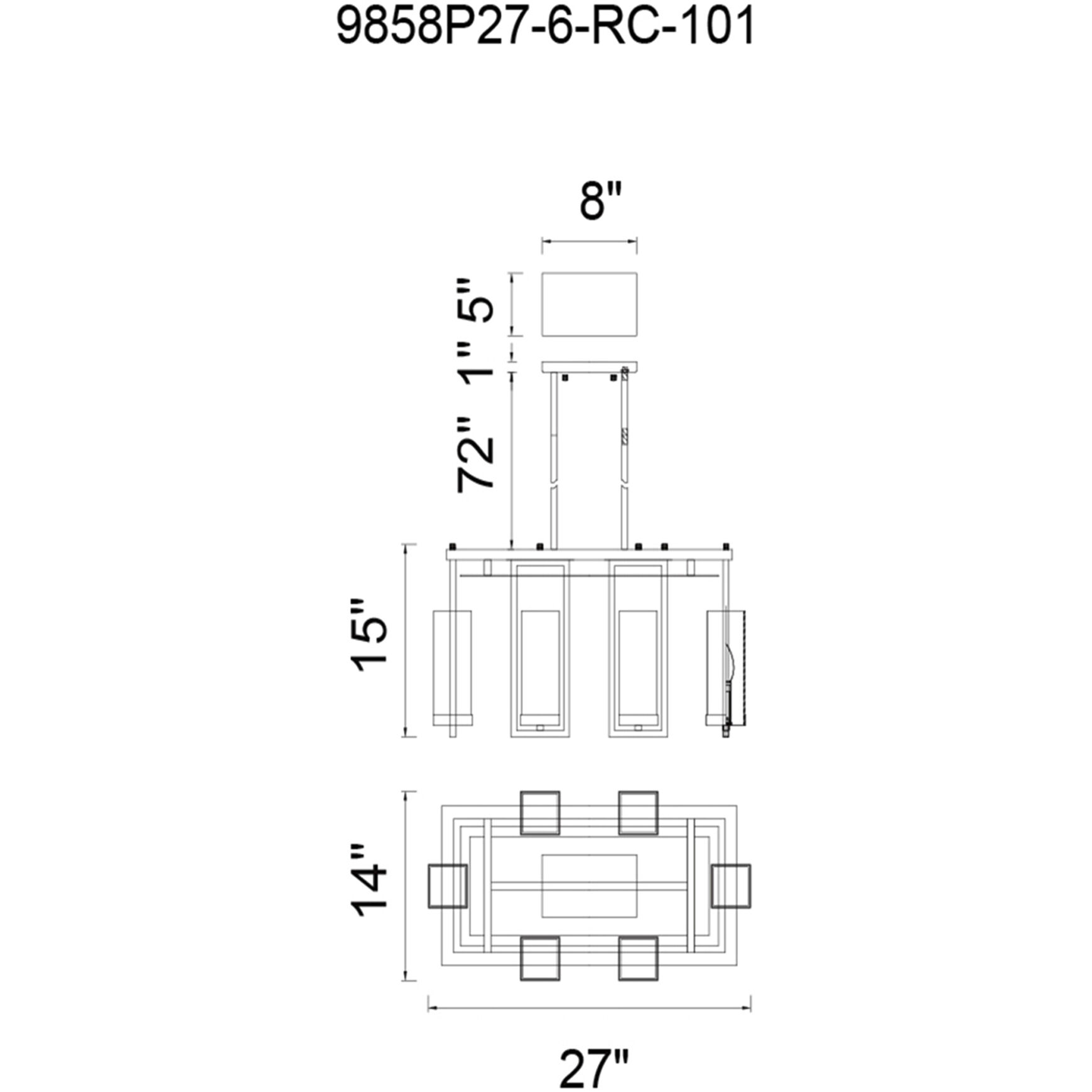 Vanna 6 Light 14 inch Black Up Chandelier Ceiling Light