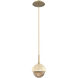 Cabochon LED 6.2 inch Gilded Brass with Travertine Stone Pendant Ceiling Light in 3000K LED, Bronze