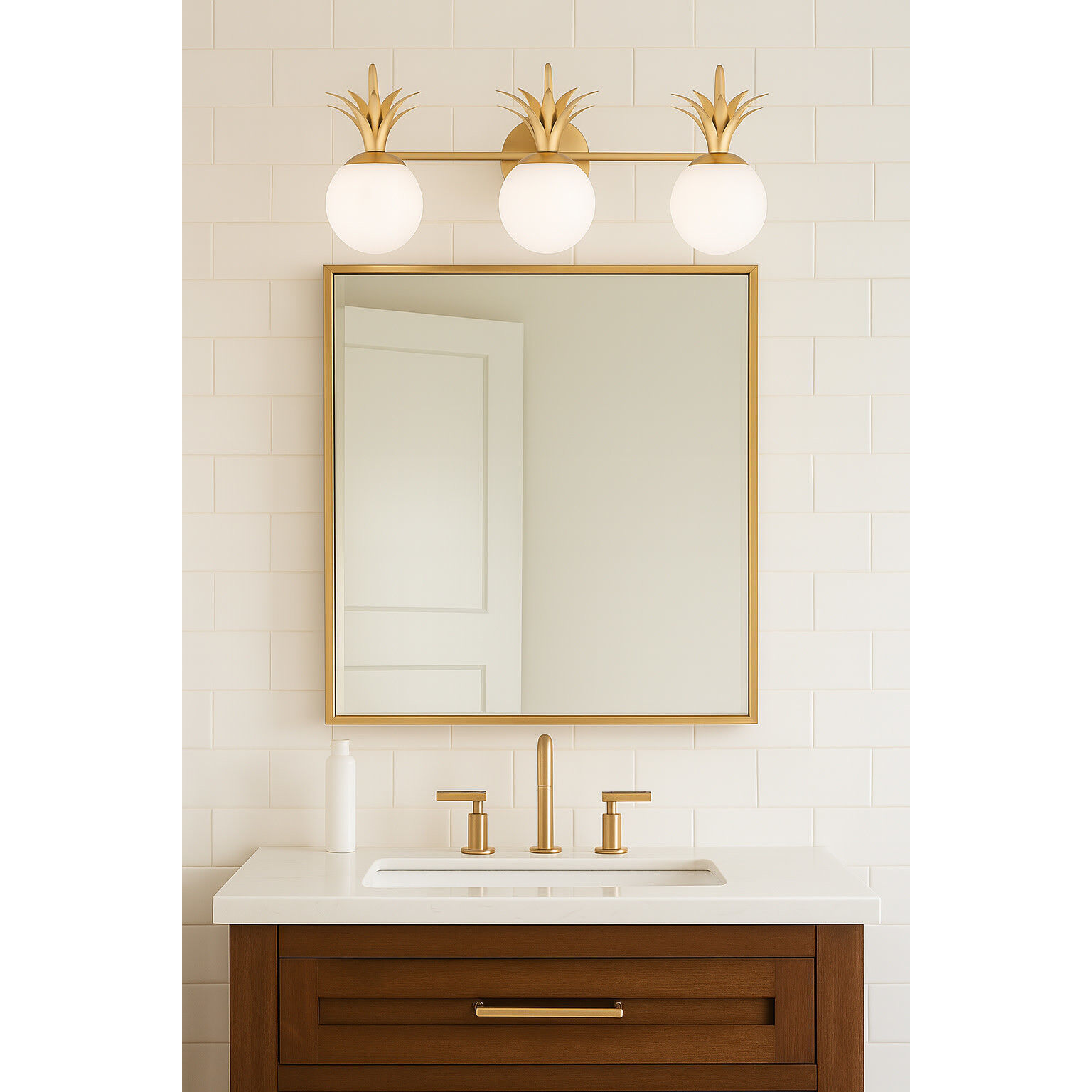 Palma 3 Light 24 inch Heritage Brass Vanity Light Wall Light