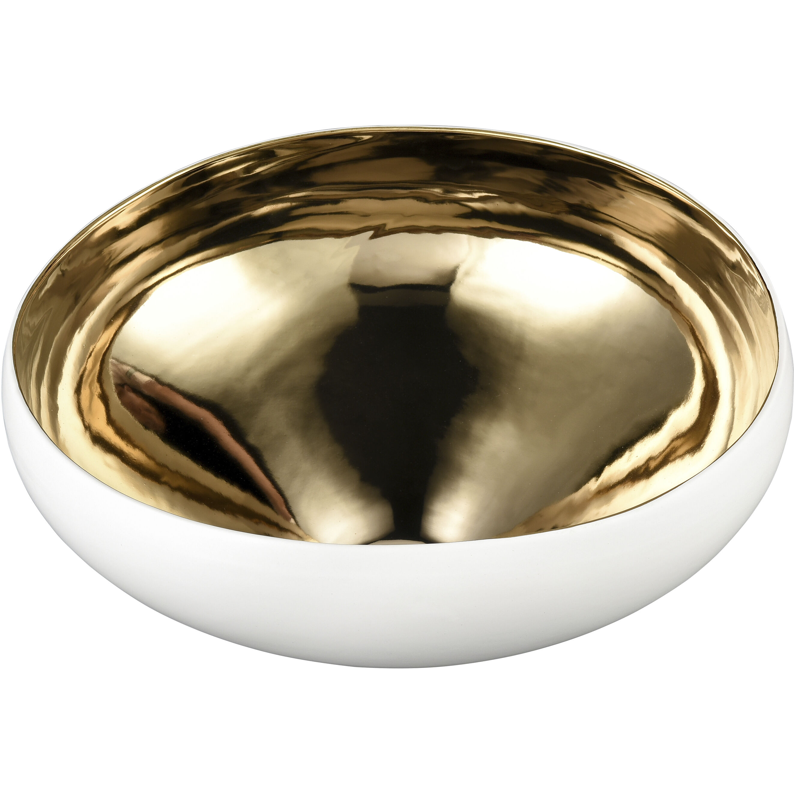 Greer 12 X 6.5 inch Bowl in White and Gold Glazed