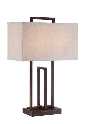 Farren 27 inch 60.00 watt Dark Bronze Table Lamp Portable Light, with 2 Power Outlets
