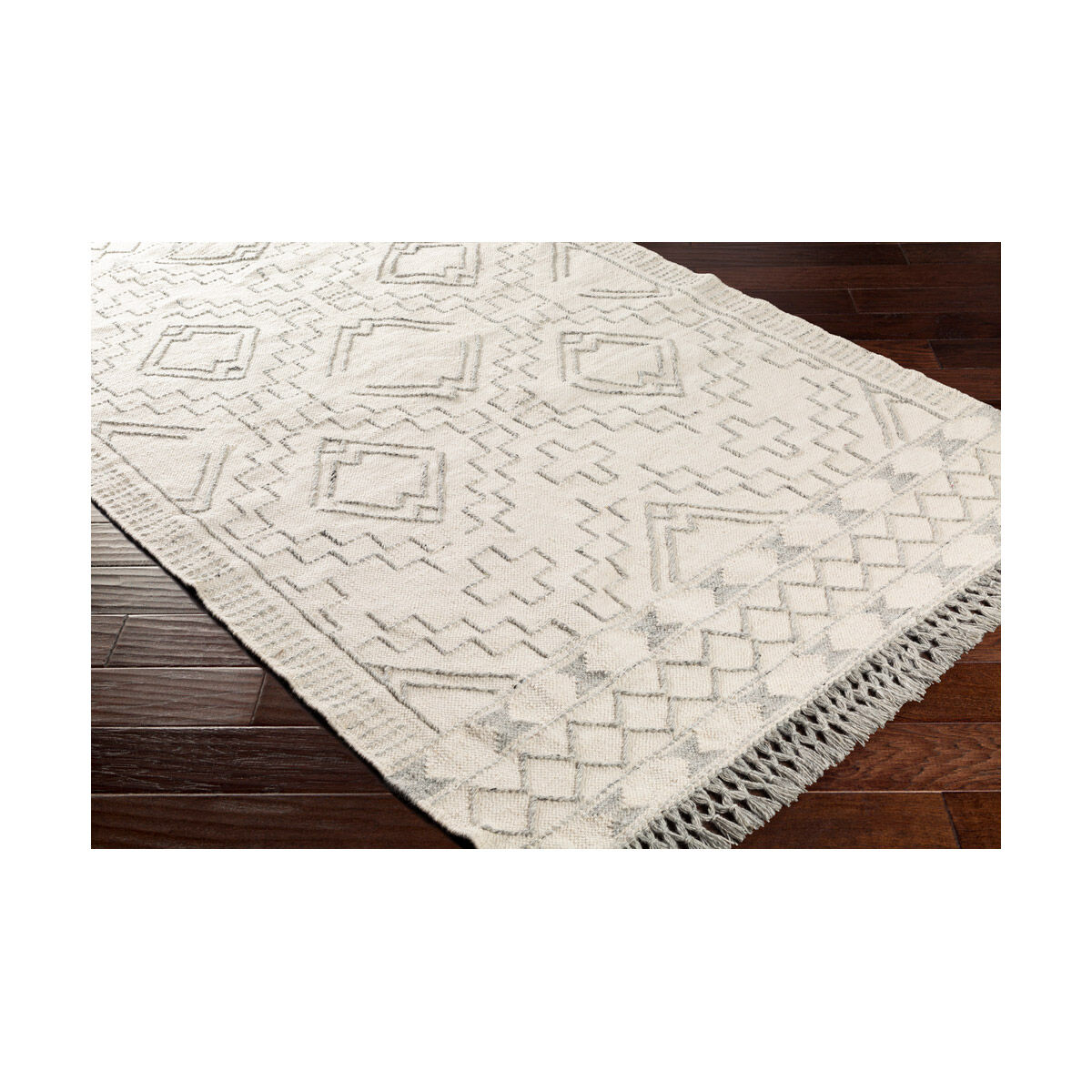 Cheyenne 120 X 96 inch Cream/Gray/Black Handmade Rug in 8 x 10