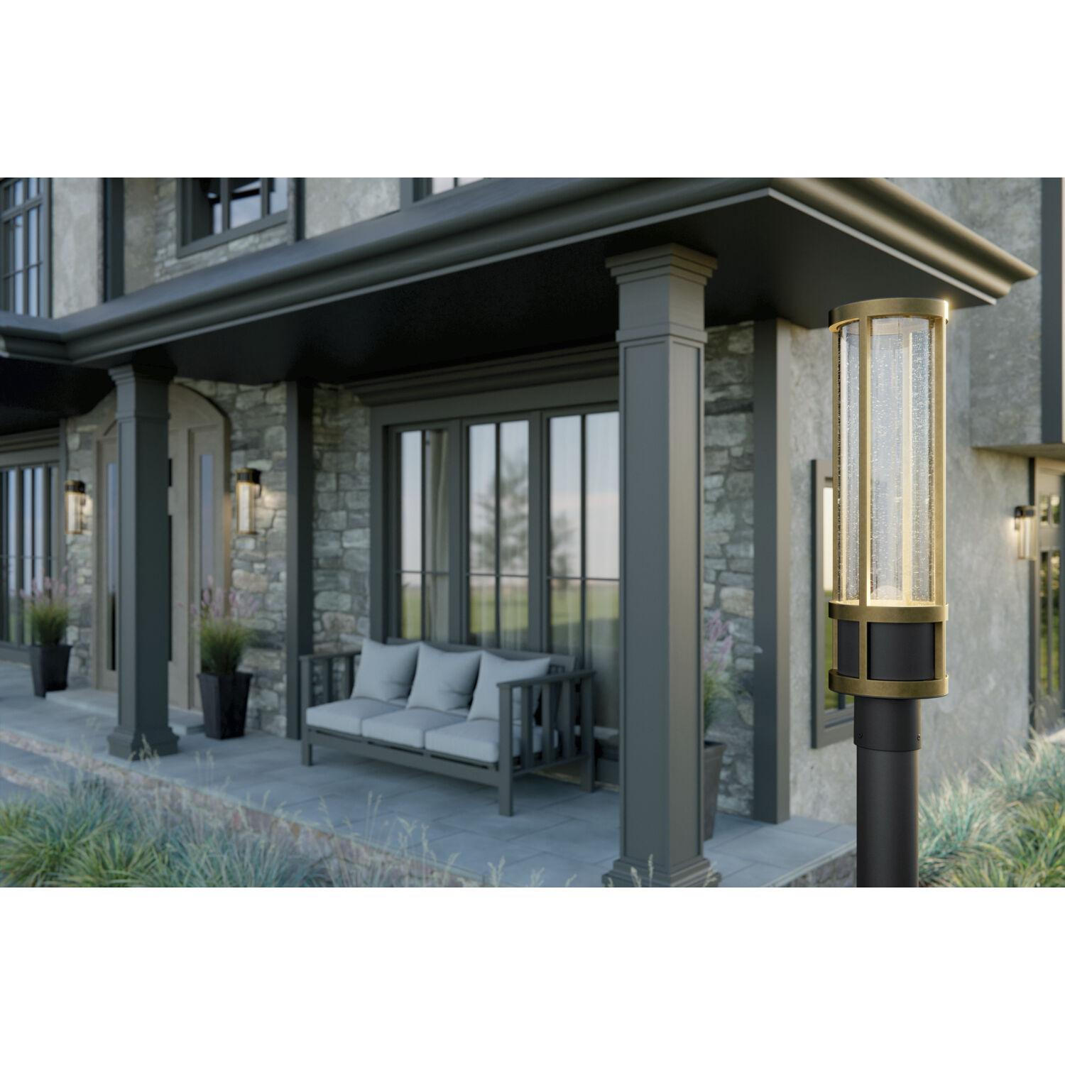 Camillo LED 20 inch Black Textured Outdoor Wall, Large