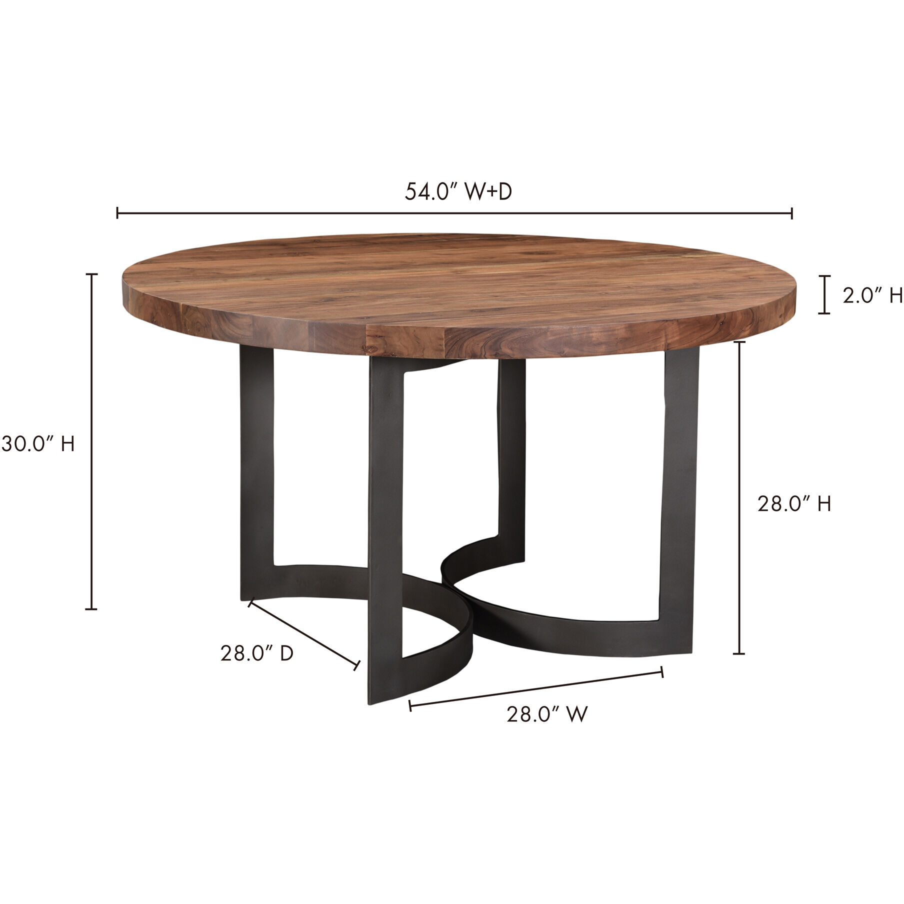 Bent 54 X 54 inch Natural Dining Table, Round