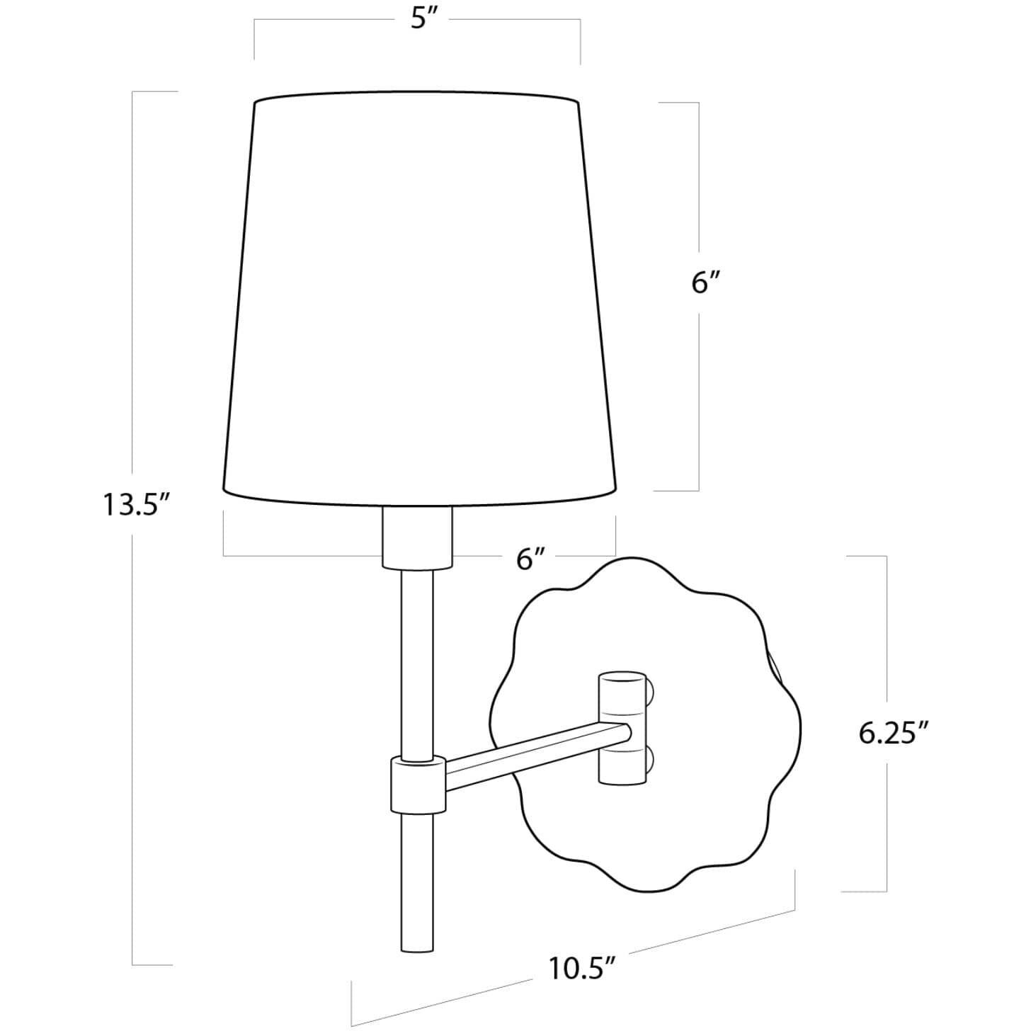 Mia 1 Light 6 inch Natural Brass Wall Sconce Wall Light, Swing Arm